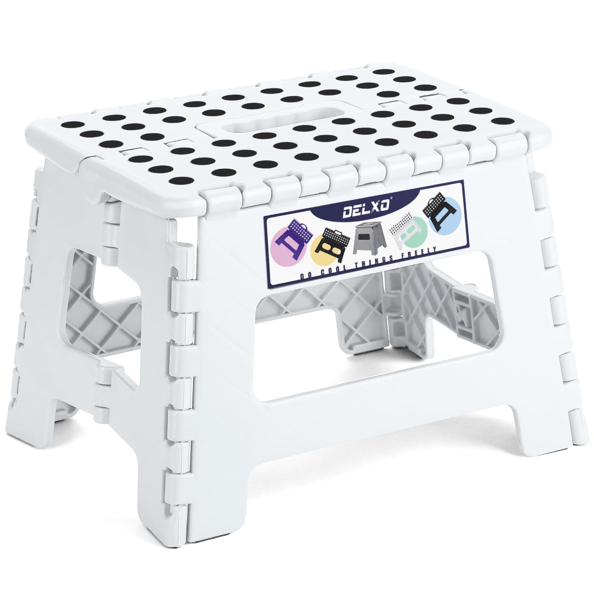 Delxo Folding Step Stool 13 Inch,300 Lbs Step Stool for Adults Black