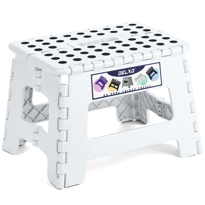 Delxo Folding Step Stool 13 Inch,300 Lbs Step Stool for Adults Black
