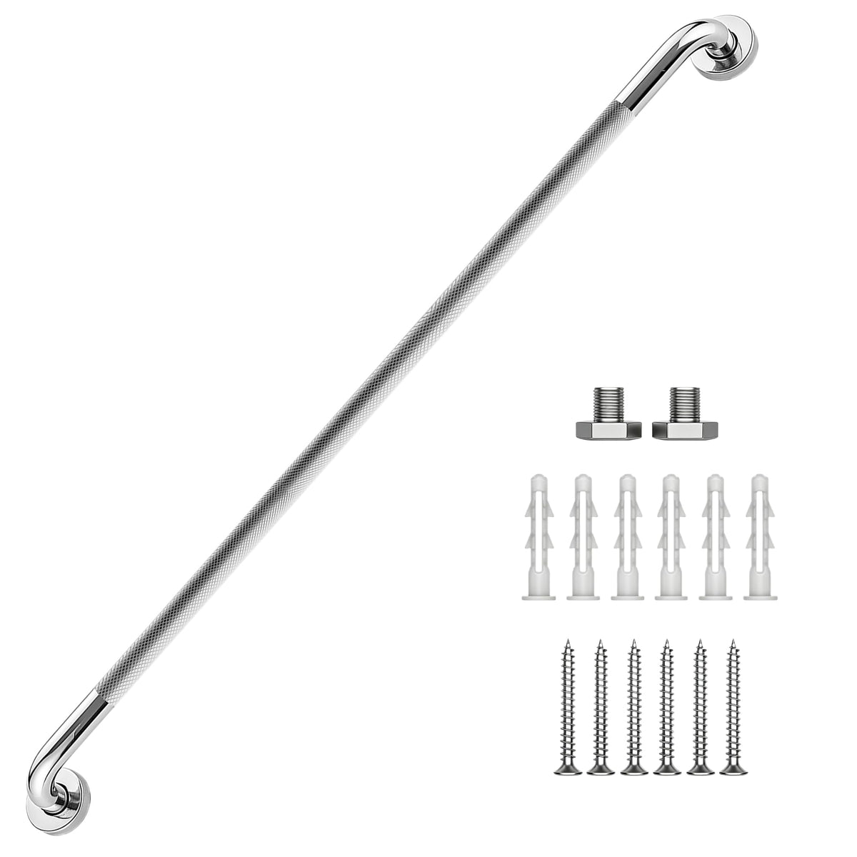 16 Inch Grab Bars 1.25" Dia,2 Pack Brushed Nickel 304 Stainless Steel Bathroom Grab Bar,Anti Slip Knurled Safety Bar,Wall Mount Handicap Grab Bars,Support Handrail for Seniors Elderly Injury
