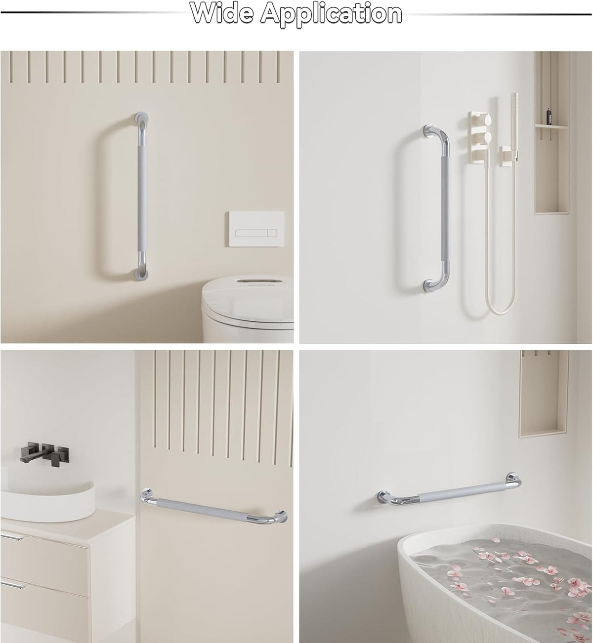 36 Inch Shower Grab Bar, Bathroom Grab Bar Handle with Anti-Slip Knurled Grip, Stainless Steel Bath Balance Bar, 1.25" Diameter Bath Safety Bar Support for Seniors Elderly Pregnant, Brushed Nickel