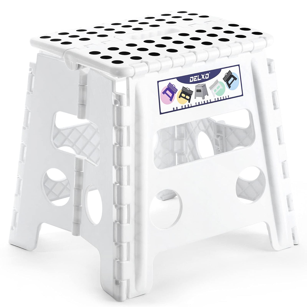 Delxo Folding Step Stool 13 Inch,300 Lbs Step Stool for Adults Black