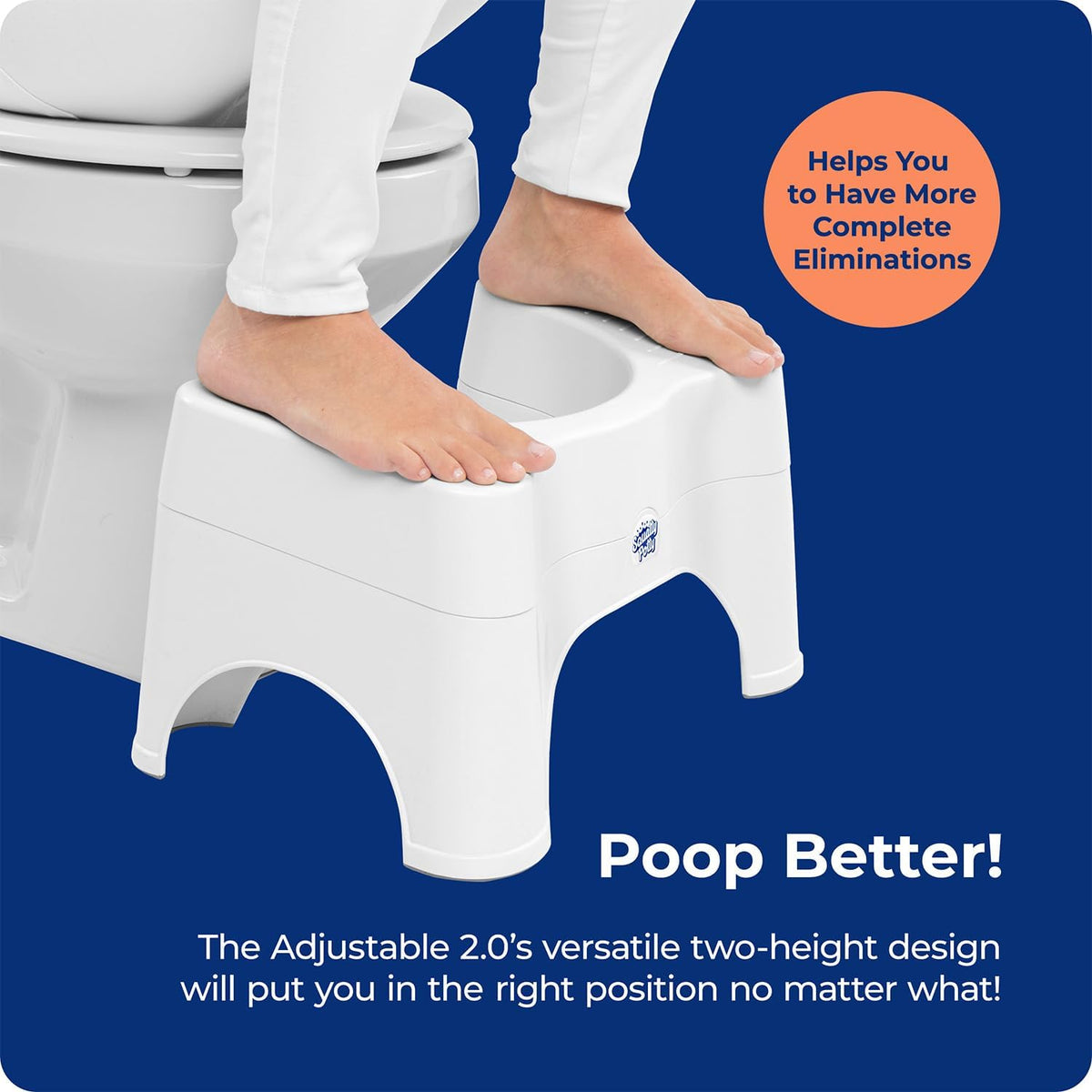Squatty Potty Adjustable 2.0 Bathroom Toilet Stool 7 inch & 9 inch. - White