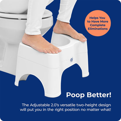Squatty Potty Adjustable 2.0 Bathroom Toilet Stool 7 inch & 9 inch. - White