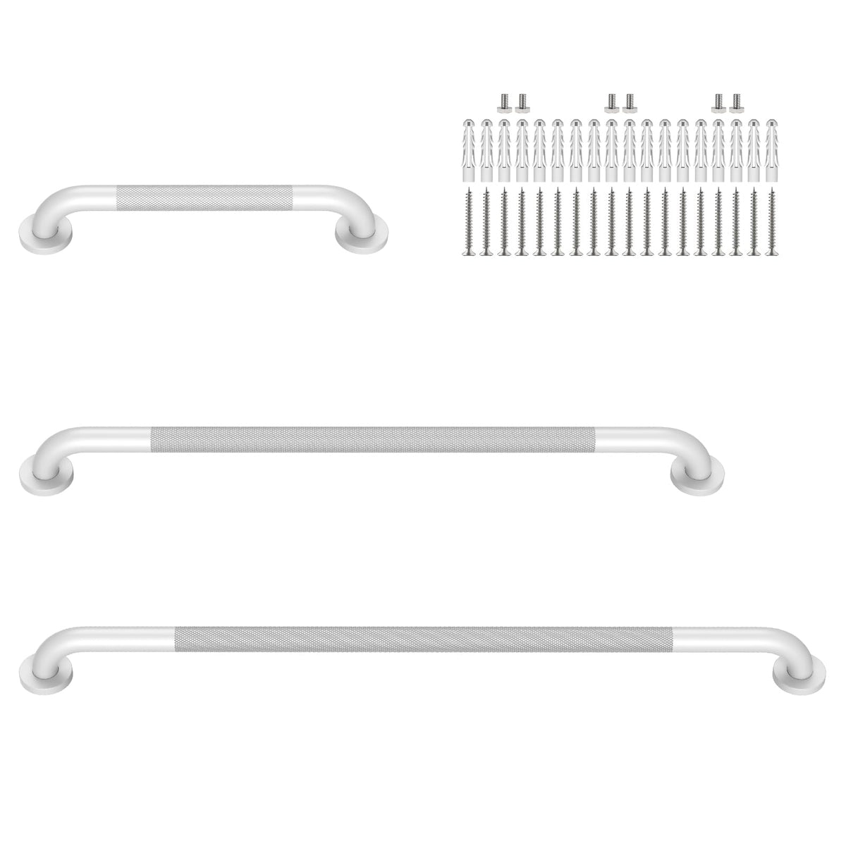 3 Pack Anti Slip Shower Grab Bar, Munzong 12" 16" 16" White Bathroom Bar