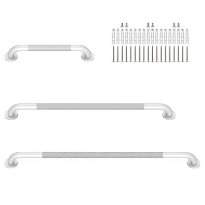 3 Pack Anti Slip Shower Grab Bar, Munzong 12" 16" 16" White Bathroom Bar