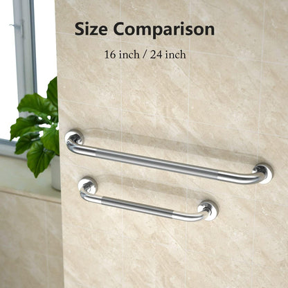 2 Pack 24 Inch Polished Chrome Anti Slip Knurled Shower Grab Bar