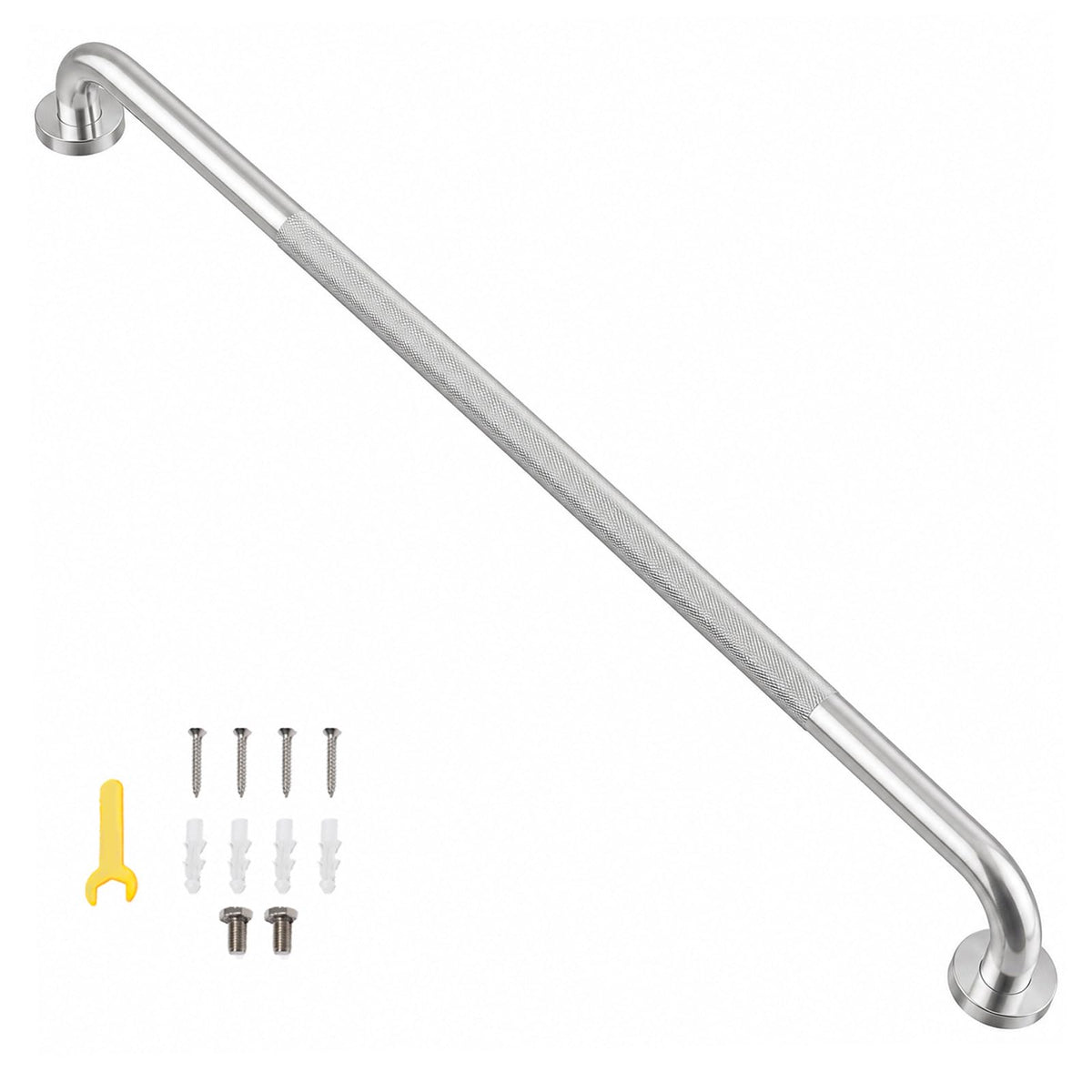 36 Inch Shower Grab Bar, Bathroom Grab Bar Handle with Anti-Slip Knurled Grip, Stainless Steel Bath Balance Bar, 1.25" Diameter Bath Safety Bar Support for Seniors Elderly Pregnant, Brushed Nickel