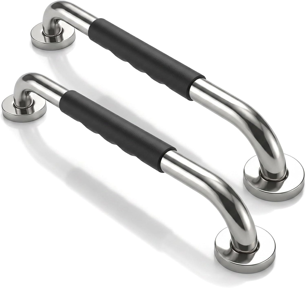 2Pcs Grab Bars for Shower, 16 Inch Stainless Steel Bathroom Safety Handrail with Non-Slip Rubber Grip, Mirror Polished Shower Handles, Handicap Grab Bars for Seniors Elderly