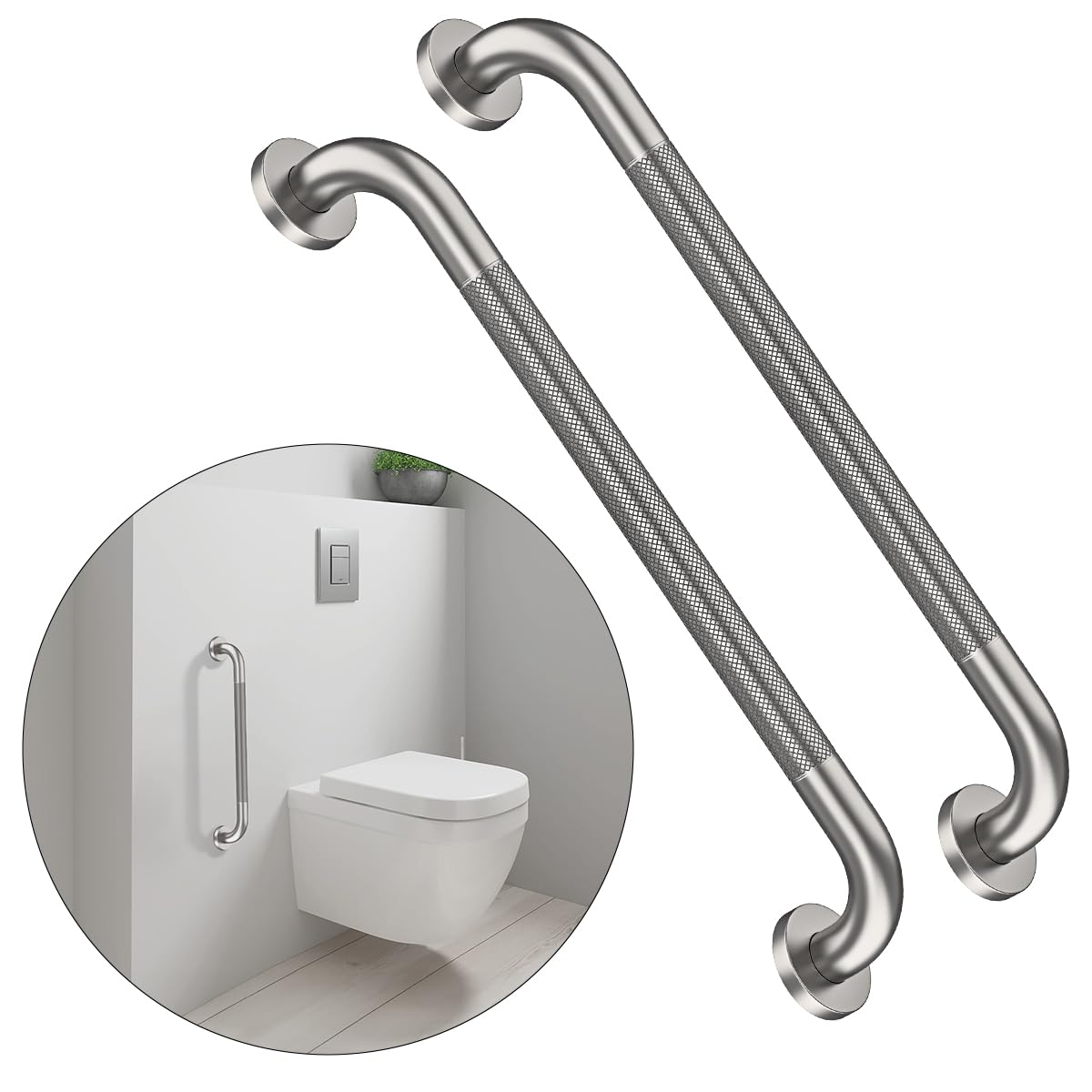 12 Inch Anti Slip Grab Bars for Wall, Munzong Stainless Steel Shower Bars