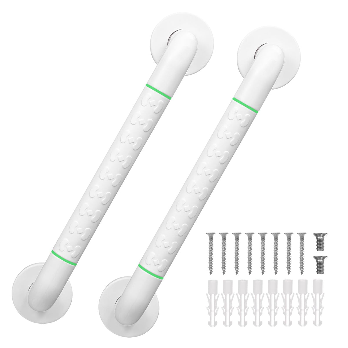 Grab Bars for Shower,2 Pack 12 Inch Shower Handle Bath Grab Rails with Anti-Slip Grip and Safety Luminous Circles,Stainless Steel Bath Handle Bathroom Grab Bar for Seniors, and Disability.