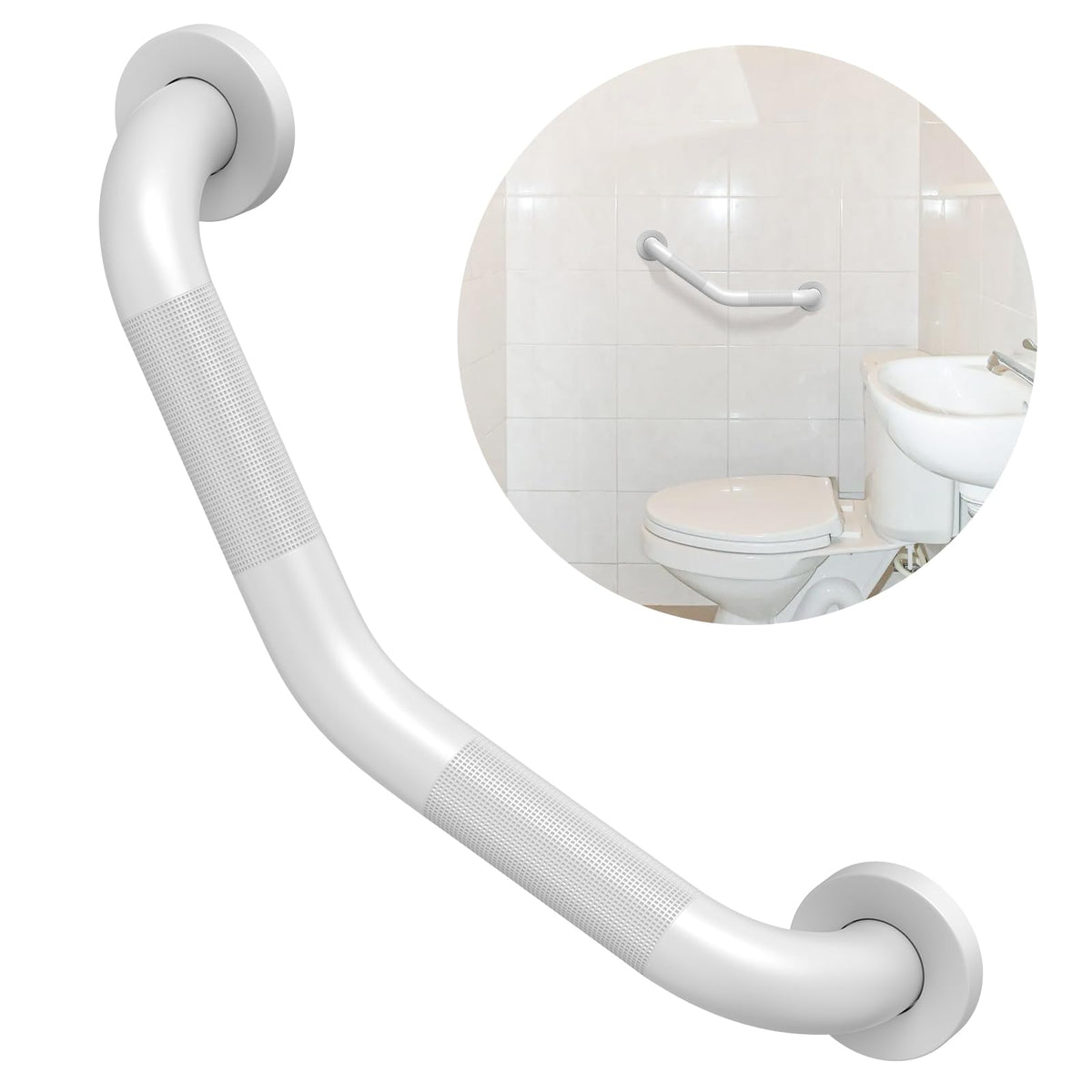 ZUEXT 2 Pack 16 Inch Angled Brushed Nickel Non Slip Knurled Shower Grab Bar
