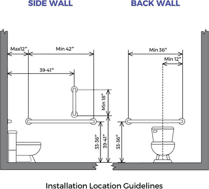 Stardrix Grab Bar Bundle for ADA Compliance, Brushed Stainless Steel Grab Bar Set for Commercial and Residential Restrooms, 1.5" Diameter - 18", 36", 42" - Pack of 3