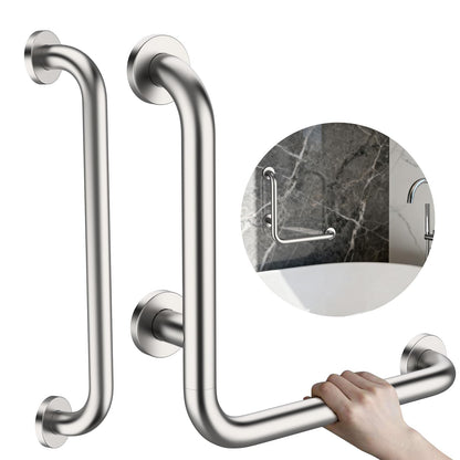 16 Inch L-Shaped Angled Grab Bar for Shower Bathroom, Matte Black