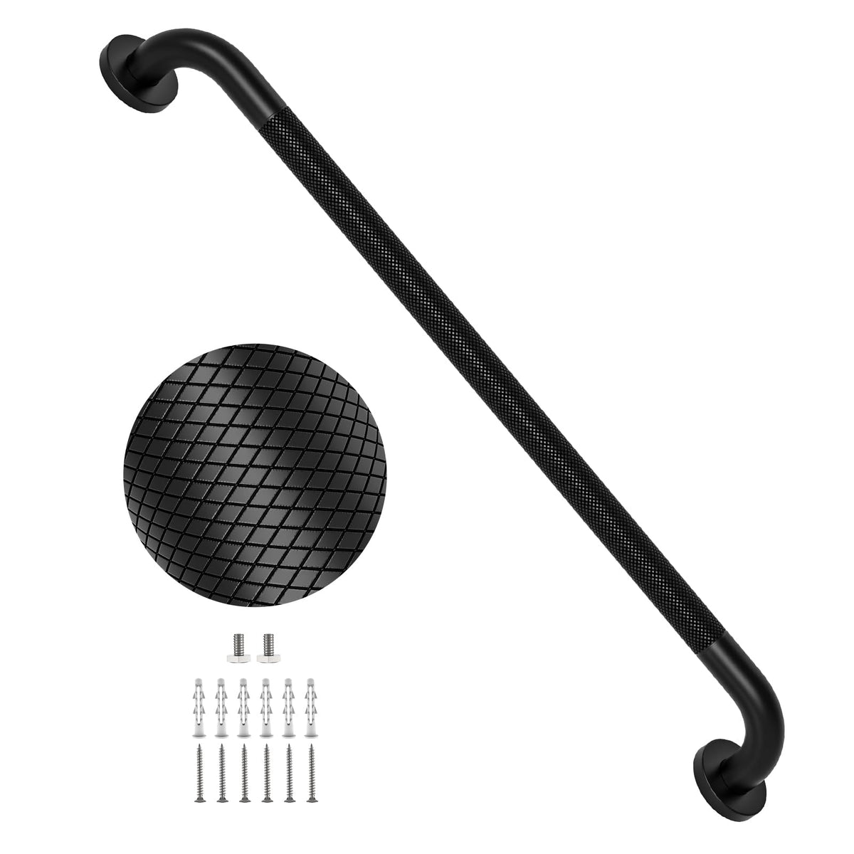 2 Pack 24 Inch Polished Chrome Anti Slip Knurled Shower Grab Bar