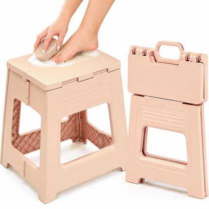 Foldable Shower Stool for Shaving Legs, Plastic Shower Foot Rest for Inside Shower,11.9" High Anti-Slip Foot Step to Shave Leg Small Folding Bench Shaving Stool for Travel/Bathroom
