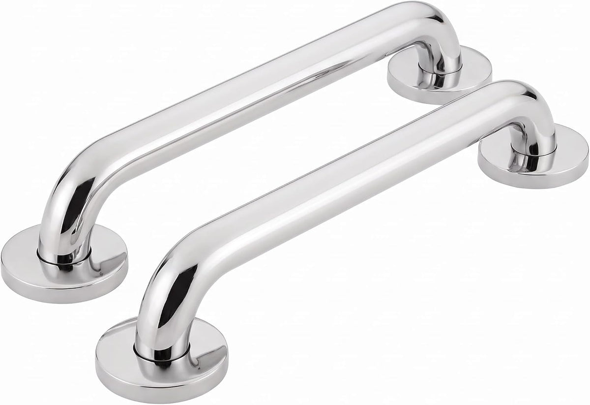 Moen Bathroom Safety 12-Inch Peened Textured Grip Stainless Steel Bathroom Grab Bar with Concealed Screws, Shower Handles for Elderly, R8712P