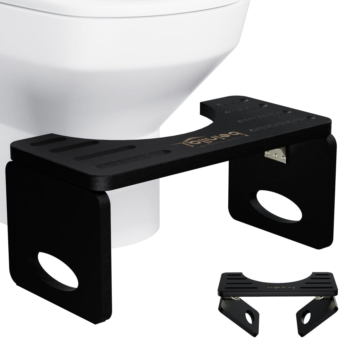 Beinilai Foldable Toilet Stool,7 Inches Bamboo Poop Stool for Bathroom