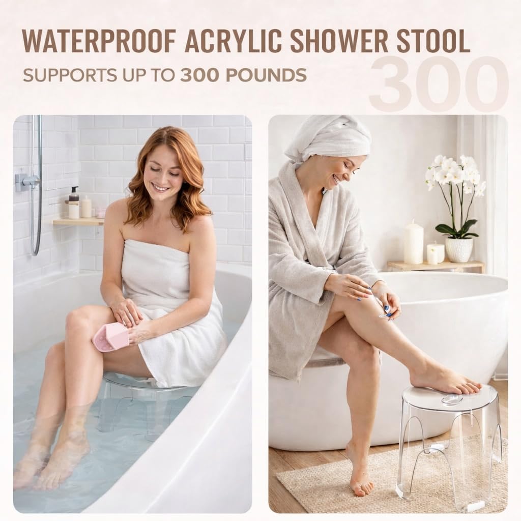 Acrylic Small Shower Stool for Inside Shower Waterproof Bathroom Stool