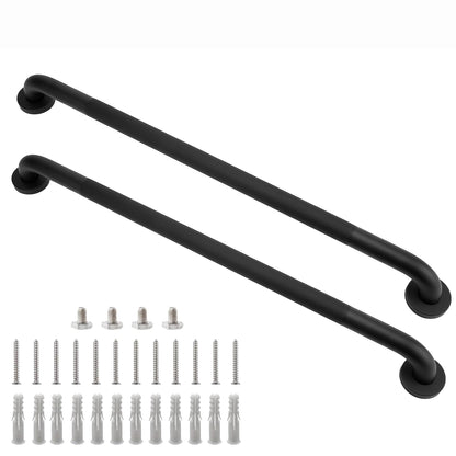 16 Inch Silver Anti-Slip Shower Grab Bars, 1.25" Diameter 2 Pack
