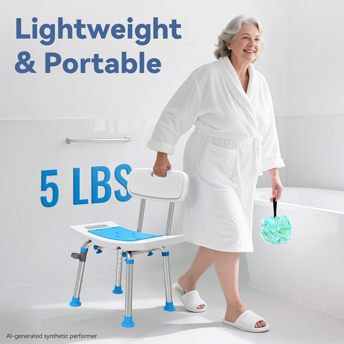 Loyoda Shower Chair for Inside Shower with Removable Back, 400 LBS Capacity
