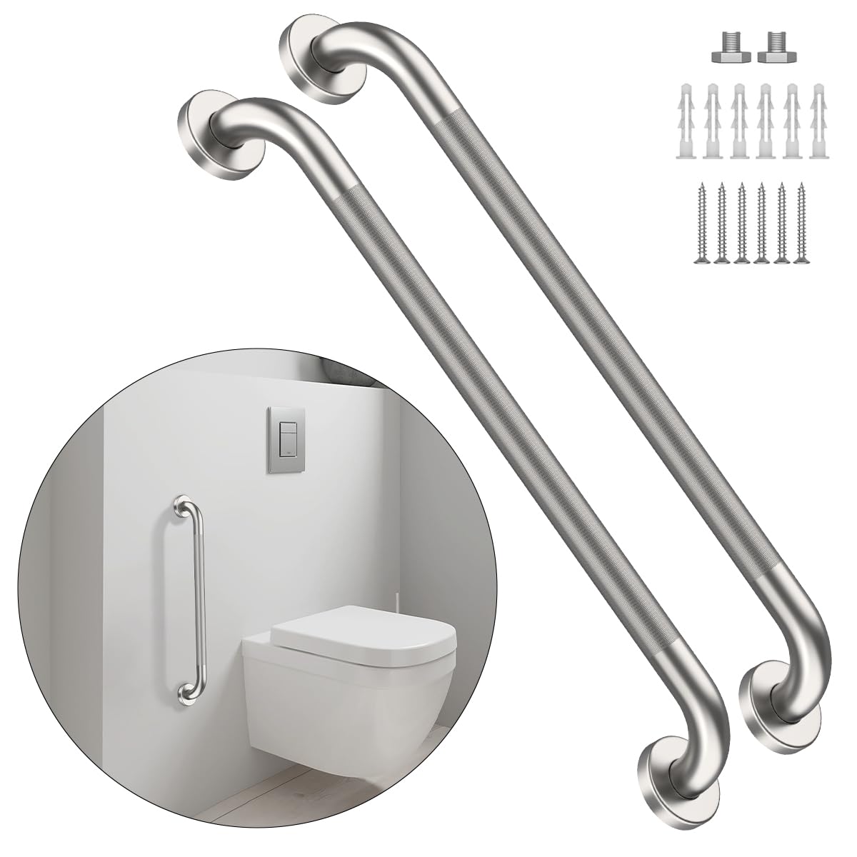 12 Inch Anti Slip Grab Bars for Wall, Munzong Stainless Steel Shower Bars