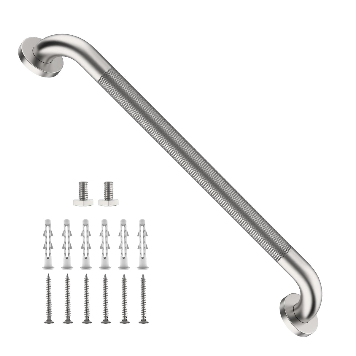 ZUEXT 2 Pack 16 Inch Chrome Anti Slip Shower Grab Bar with Knurled Grip