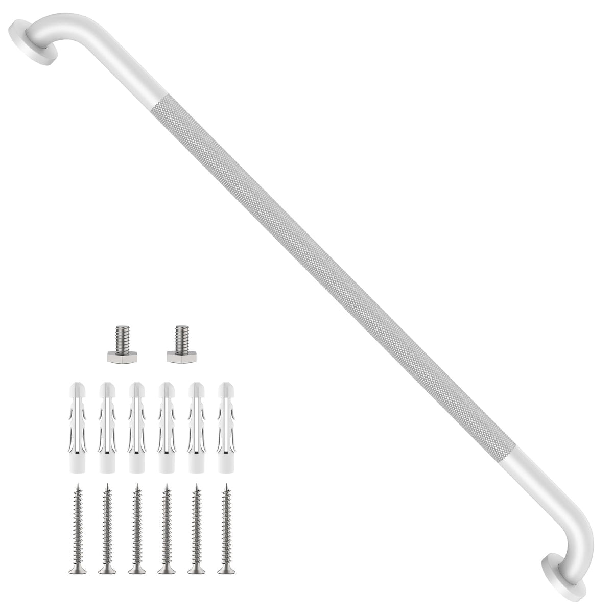 2 Pack 24 Inch Polished Chrome Anti Slip Knurled Shower Grab Bar
