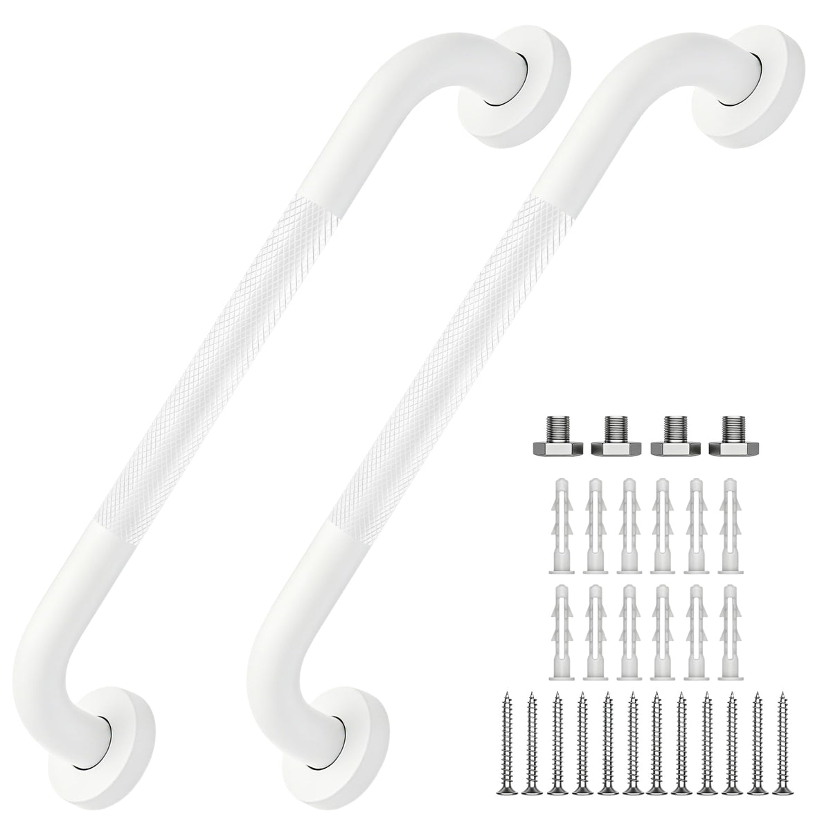 16 Inch Grab Bars 1.25" Dia,2 Pack Brushed Nickel 304 Stainless Steel Bathroom Grab Bar,Anti Slip Knurled Safety Bar,Wall Mount Handicap Grab Bars,Support Handrail for Seniors Elderly Injury