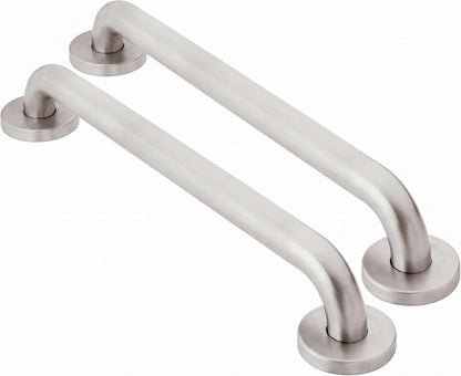 Moen Home Care Bathroom Safety 24 Inch Stainless Steel Handicap Grab Bar for Bathtub and Shower, Slip Resistant Peened Texture, Elderly Assistance Product, Polished Brass, R8724P (Pack of 2)