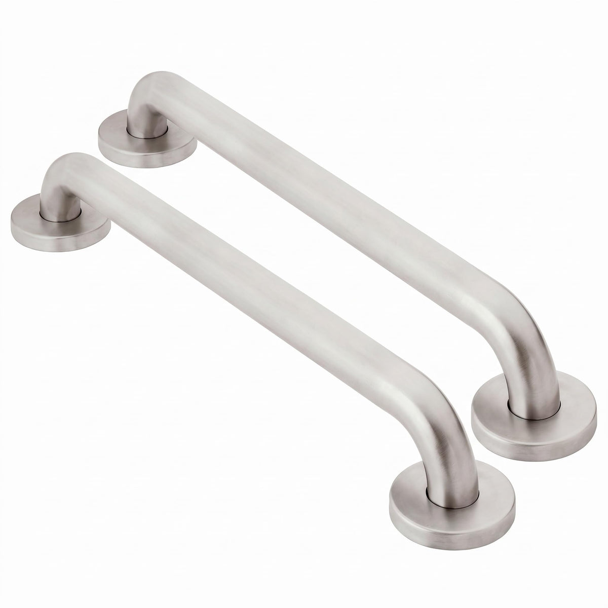 Moen Home Care Bathroom Safety 24 Inch Stainless Steel Handicap Grab Bar for Bathtub and Shower, Slip Resistant Peened Texture, Elderly Assistance Product, Polished Brass, R8724P (Pack of 2)