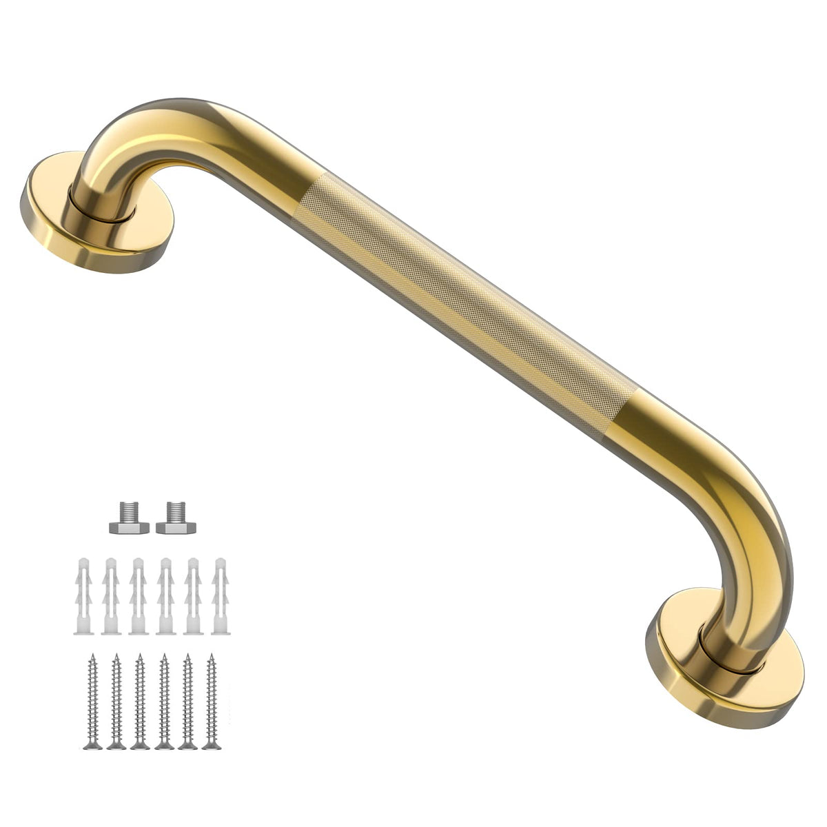Black Knurled Grab Bar 36 Inch, Safety Shower Handrail for Senior