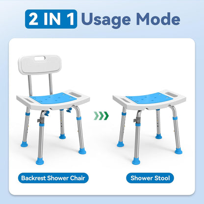 Loyoda Shower Chair for Inside Shower with Removable Back, 400 LBS Capacity