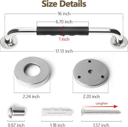 2 Pack Grab Bars for Showers 16 Inch Anti Slip