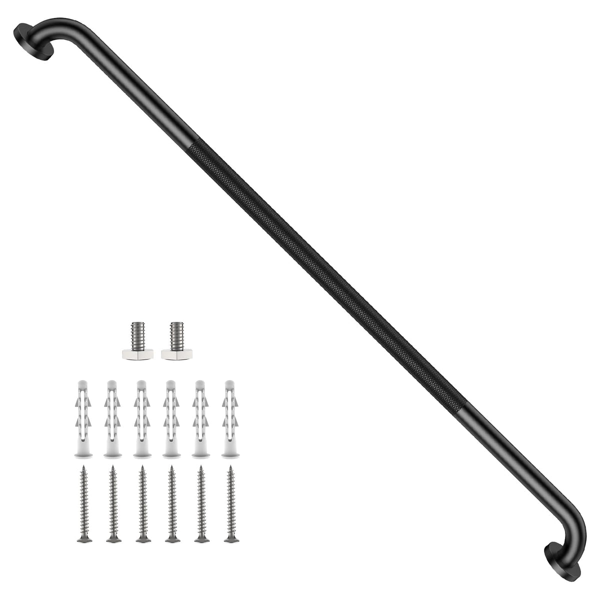 ZUEXT 2 Pack 16 Inch Chrome Anti Slip Shower Grab Bar with Knurled Grip
