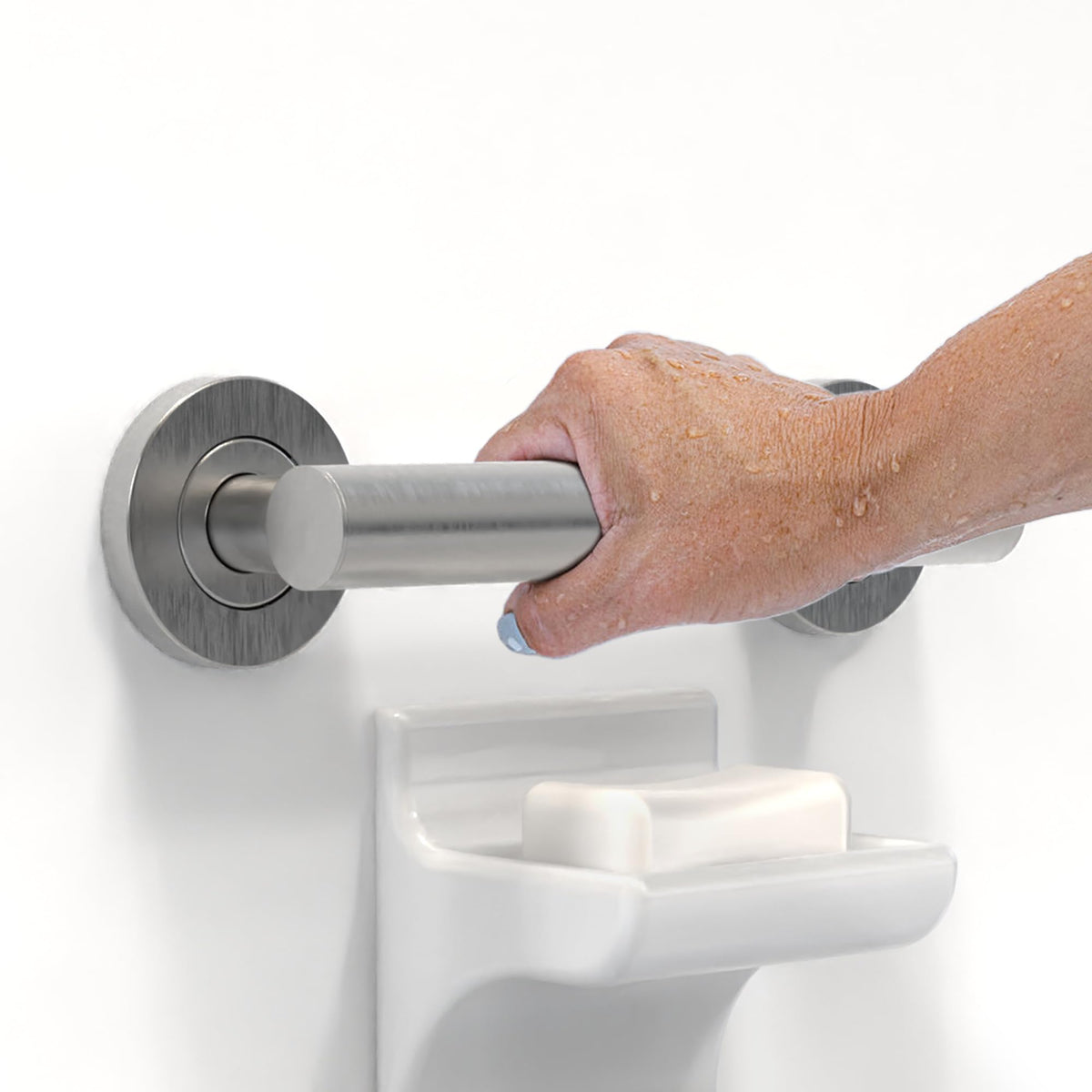 Bath, Shower and Toilet Safety Grab Bar for Seniors and Handicaps, ADA Compliant Mobility Aid Balance Assist Handle, Stainless Steel