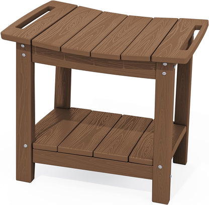 SERWALL Shower Bench, 18" Shower Stool for Inside Shower, HDPE Waterproof Shower Seats for Adults with Storage Shelf & Handles, 360 lbs Capacity- Brown