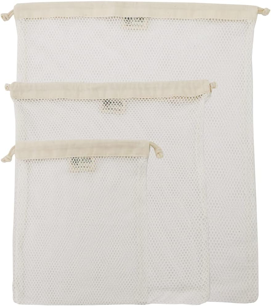 Simple Ecology Organic Cotton Mesh Laundry Bag – Set of 3 (L,M,S)