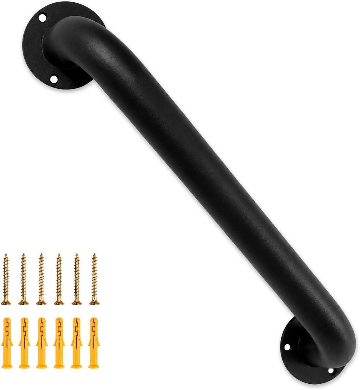 12 Inch Black Metal Wall Mount Stair Handrail Grab Bar 1Pack