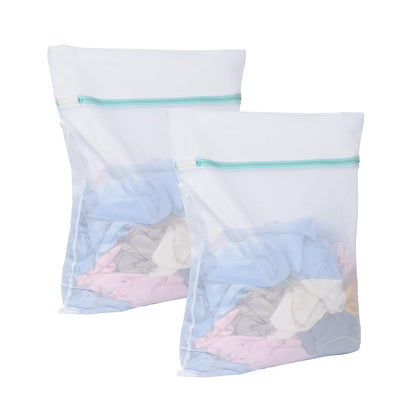 OTraki 2 Pack Extra Large Laundry Mesh Bag 43 x 35 Inch Mesh Laundry Bag Zippered Big Net Bag for Blanket Sweater Coat Bedding Sheet in Home Dorm Hotel Don't Drying, Melting 140-176℉, White