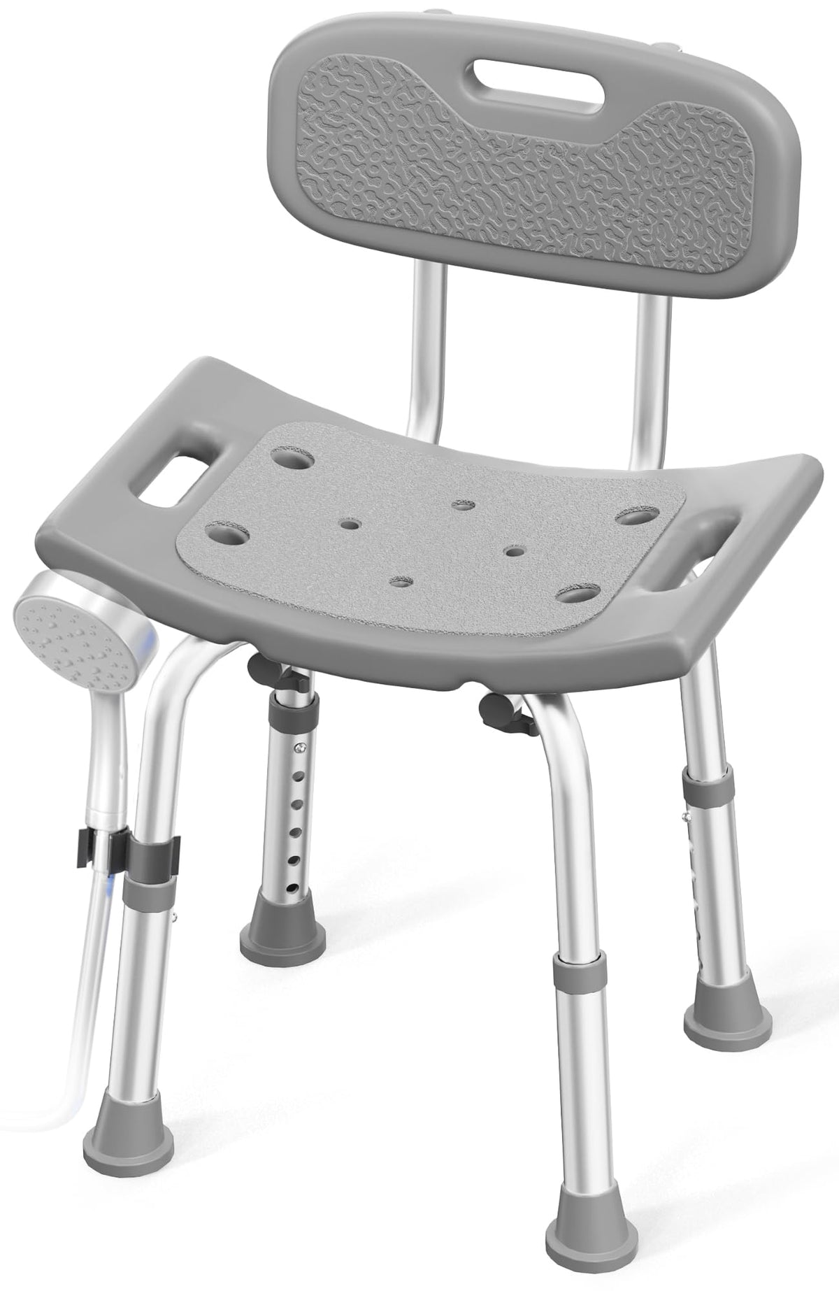HOMLAND Shower Chair for Inside Shower with Removable Back, Aluminum Frame