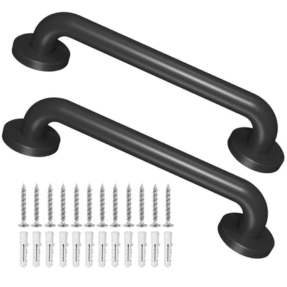 Metal Industrial Stairs Grab Wall Handrail Staircase Steps Indoor Exterior Outdoor Deck Hand Rail Safety Grab Bar (Matte Black) Handle for Stairs Bars Wall Elderly Grab Frame Pipe (12 Inch 1 Pack)