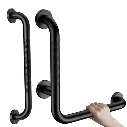 16 Inch L-Shaped Angled Grab Bar for Shower Bathroom, Matte Black