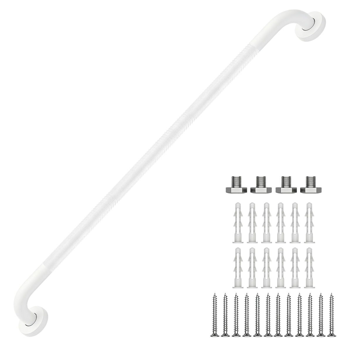16 Inch Grab Bars 1.25" Dia,2 Pack Brushed Nickel 304 Stainless Steel Bathroom Grab Bar,Anti Slip Knurled Safety Bar,Wall Mount Handicap Grab Bars,Support Handrail for Seniors Elderly Injury