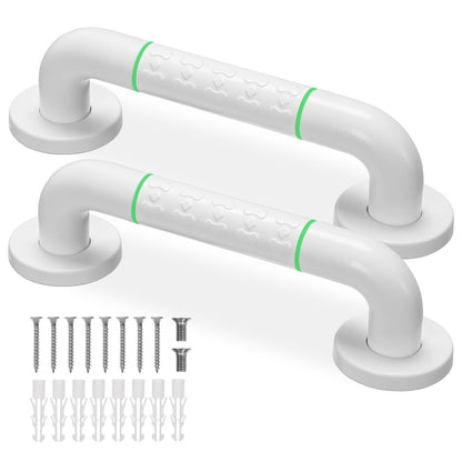 Grab Bars for Shower,2 Pack 12 Inch Shower Handle Bath Grab Rails with Anti-Slip Grip and Safety Luminous Circles,Stainless Steel Bath Handle Bathroom Grab Bar for Seniors, and Disability.