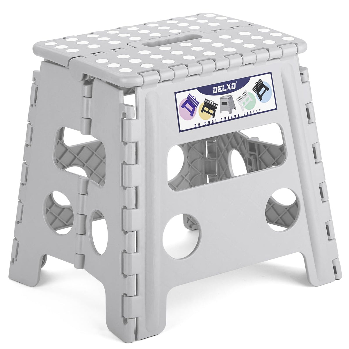 Delxo Folding Step Stool 13 Inch,300 Lbs Step Stool for Adults Black