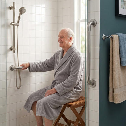 12 Inch Shower Grab Bars for Seniors 1.25'' Brushed Nickel Stainless Steel Grab Bar for Bathroom, Non Slip Knurled Safety Handrail for Bathtub Toilet Wall, Gifts for Elderly and Handicapped