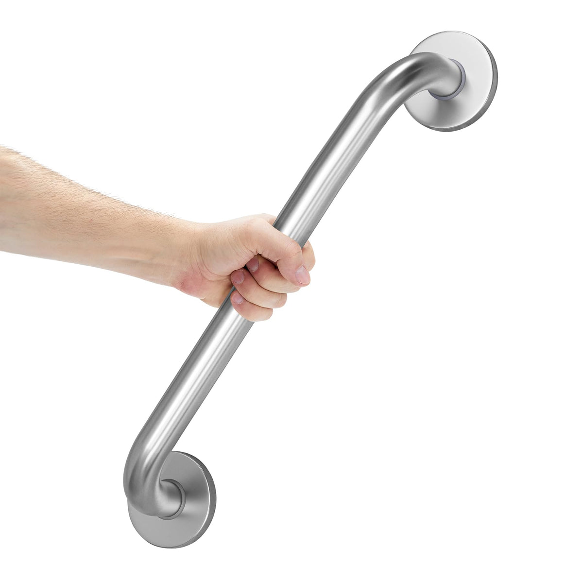 AmazerBath Shower Grab Bars for Seniors Anti Slip, Bath Safety Grab Bar for Needy, Stainless Steel Bathroom Safety Grab Bars, Thickened Bar Bigger Base Holds 500LBS, 16" L x 1.25" D, Brushed Nickel