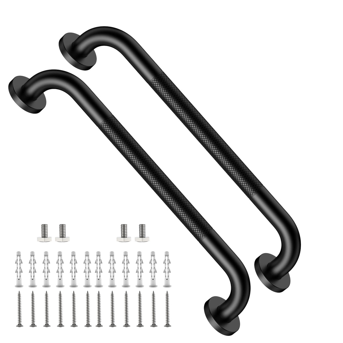 ZUEXT 2 Pack 16 Inch Chrome Anti Slip Shower Grab Bar with Knurled Grip