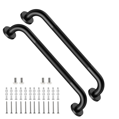ZUEXT 2 Pack 16 Inch Chrome Anti Slip Shower Grab Bar with Knurled Grip