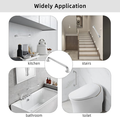 Shower Grab Bars Brushed Nickel 18" x 1 1/4", Stainless Steel Bathroom Handicap Grab Bars for Bathtubs and Showers, Concealed Screw Shower Handle Safety Bars for Elderly, Pregnant, Children